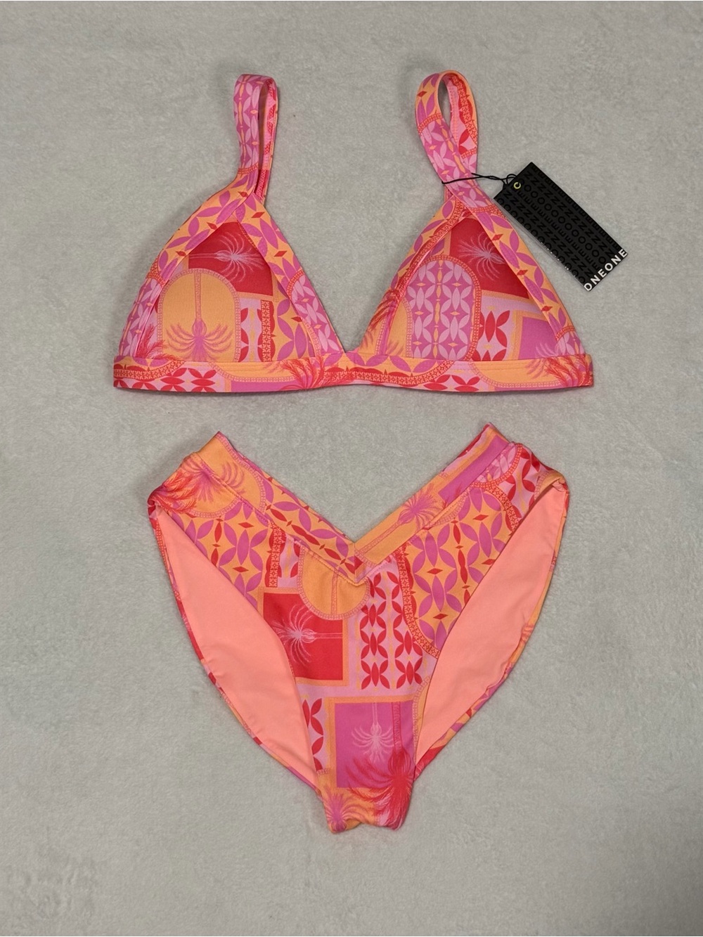 NWT ONEONE Geo-Print Triangle Bikini Set